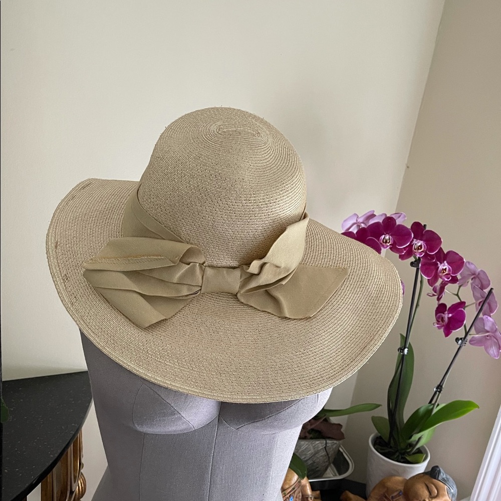 Aqua Foldable/Packable Straw Hat - image 1